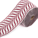 ruban polyester 8.5cm large motif géométrique moderne fixation blanc marron decoration sac costume
