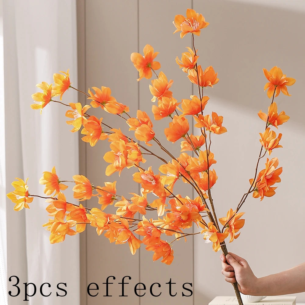 décoration intérieure bouquet fleurs artificielles rose naturel blanc orange rouge bleu vase minimaliste