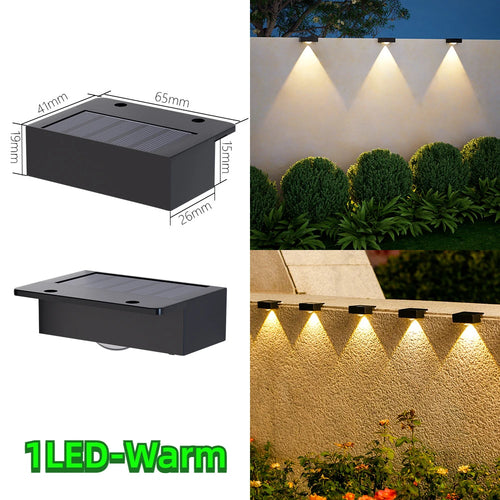 applique murale solaire moderne led noire ip65 extérieure jardin clôture