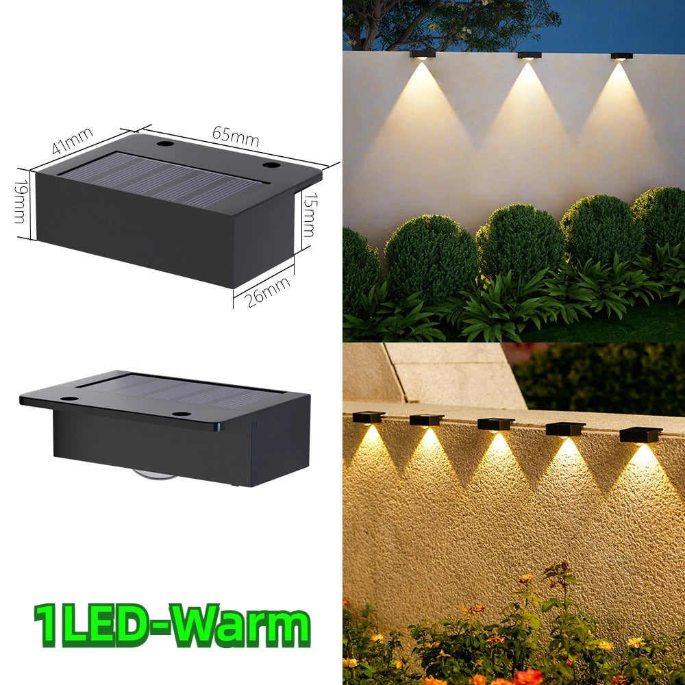 applique murale solaire moderne led noire ip65 extérieure jardin clôture
