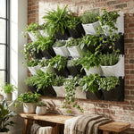 pots fleurs murales perforées noires blanches modernes clips auto arrosantes empilables