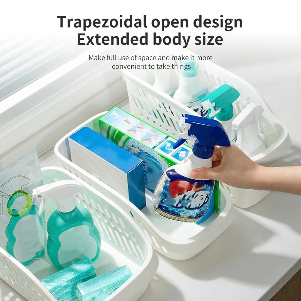 boîtes rangement plastique blancs ajourés moderne sous évier fruits légumes produits d'entretien rechargeables
