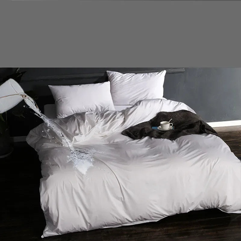 Housse de couette imperméable coton jacquard bleu ciel