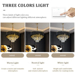 lustre contemporain élégant noir doré cristal transparent ampoules led 100cm large