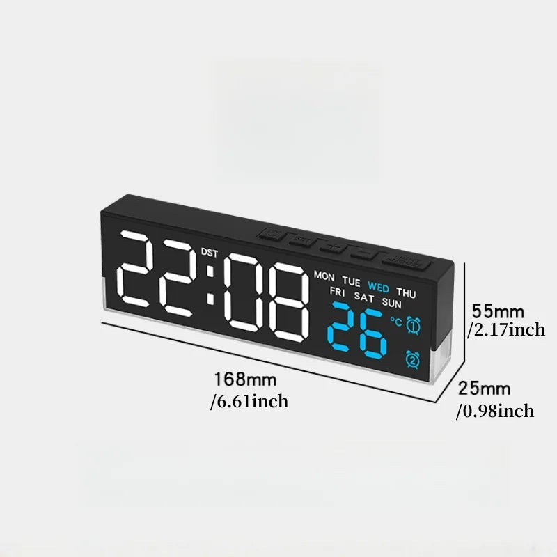 horloge numérique led 12 24h alarmes ambiancé température moderne minimaliste