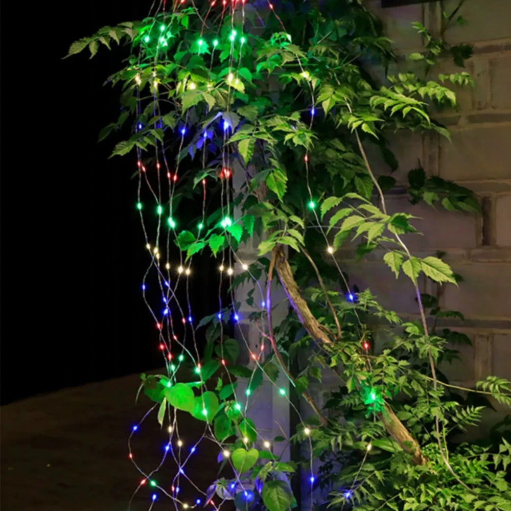 guirlande lumineuse solaire 2m 200led blanc chaud froid multicolore moderne extérieure cascade led ip65