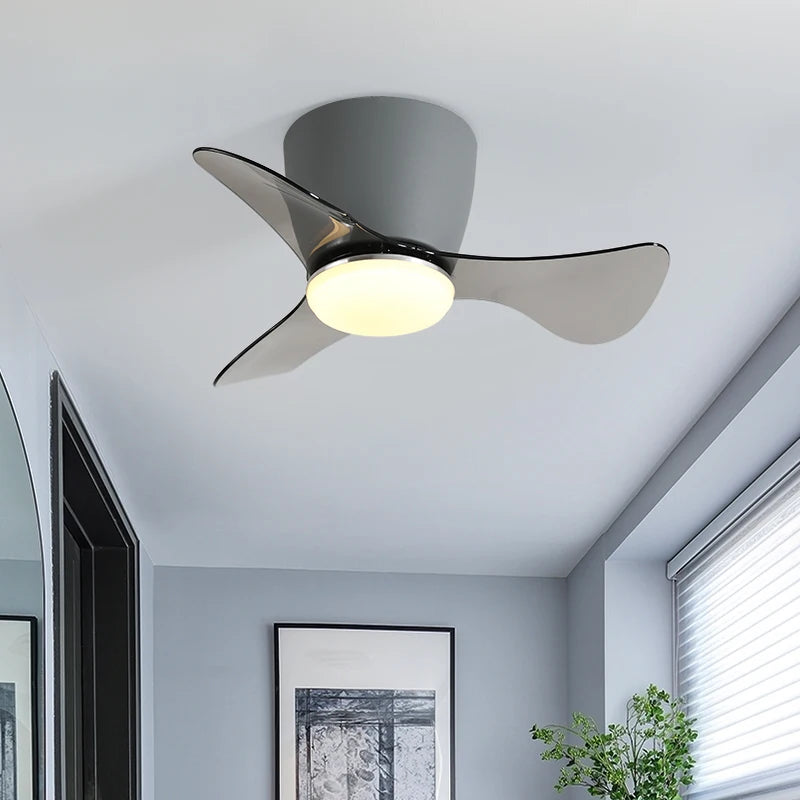 ventilateur moderne led télécommande faible bruit chambre salon noir texture bois