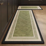 tapis acrylique antidérapant vert beige noir patchwork moderne rustique