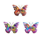 décoration murale papillon multicolore fleurs métal artificiel extérieur pièces moderne