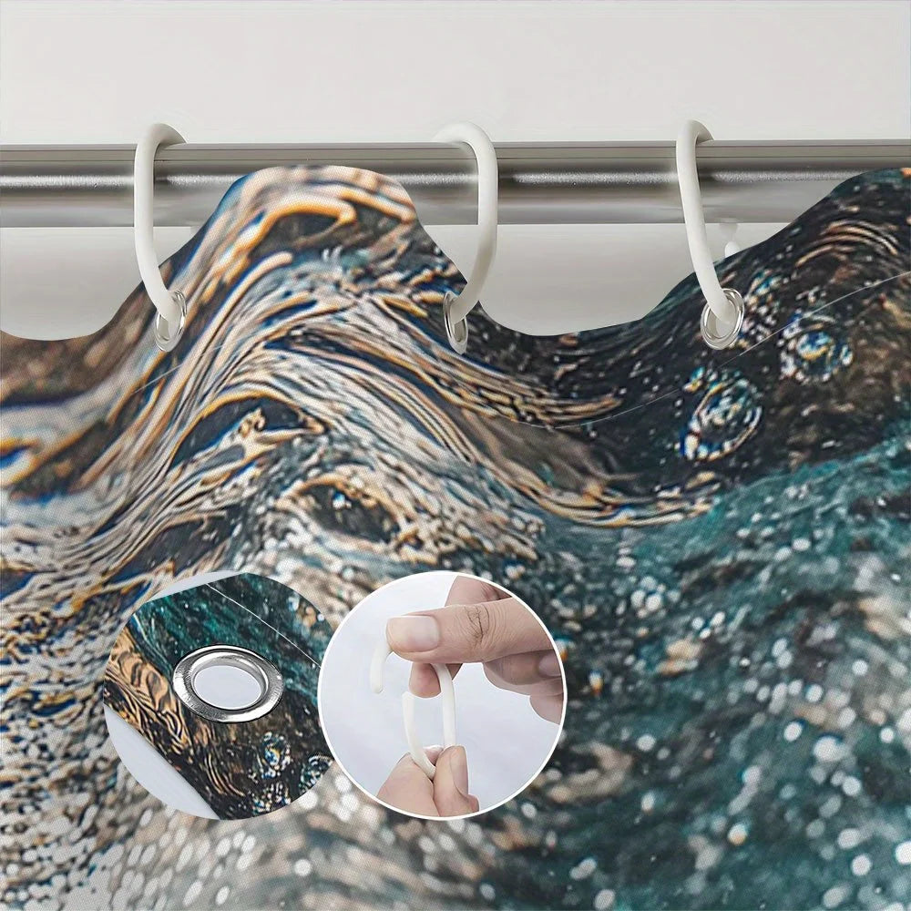 rideau douche moderne humoristique motif requin chat vague polyester opaque ensembles tailles variées