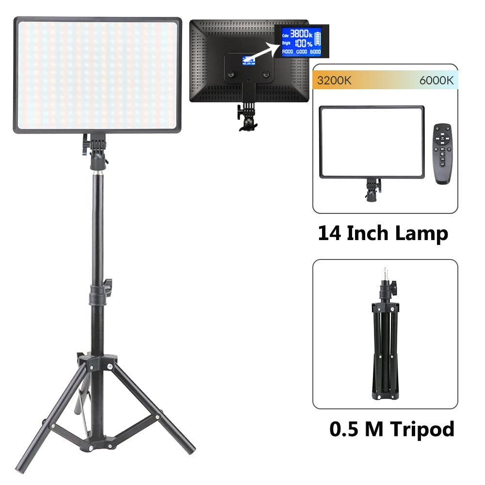 lampe led studio photo noir moderne réglable télécommande lcd
