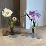 support mural vase transparent bord arrondi moderne adhésif vase intégré
