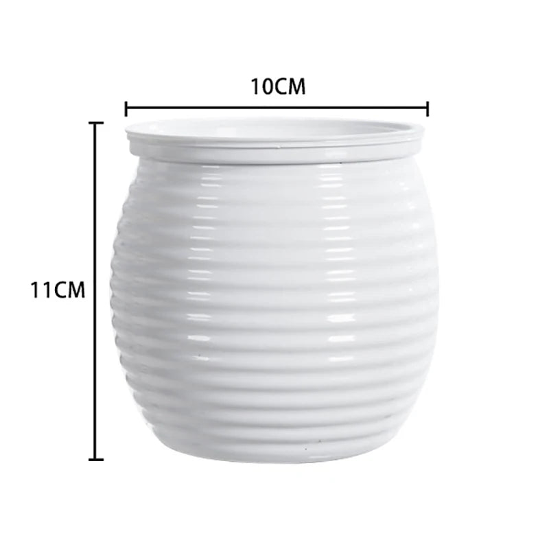 pots fleurs modernes rayures horizontales gris orange rouge blanc