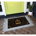 tapis d'entrée anti dérapant caoutchouc ornements dorés couronne classique élégant noir or
