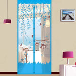 rideau porte magnétique violet fleurs feuilles moderne opacité ventilation anti insectes