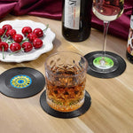 coasters vintage rockabilly noir motifs disques vinyle blancs résistants chaleur antidérapants plastique respectueux environnement