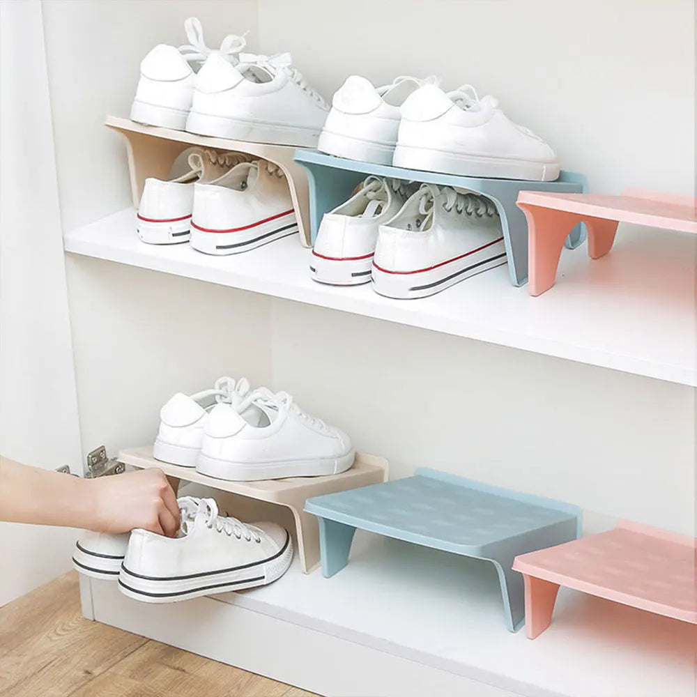 support chaussures moderne réutilisable couleur beige bleu clair rose pastel rondelles embossées opacité pratique
