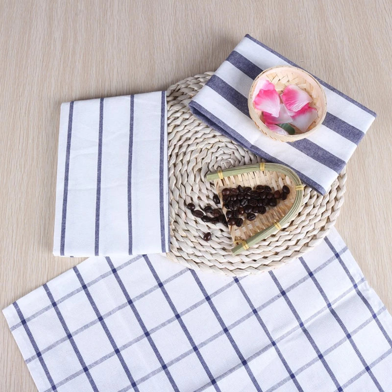 serviettes cuisine coton blanc bleu marine rayures classiqueReusable Washable Table Mat Napkin Dinner