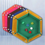 plateau dés hexagonal feutre pliable vert marron bleu rouge noir moderne clous métalliques différents