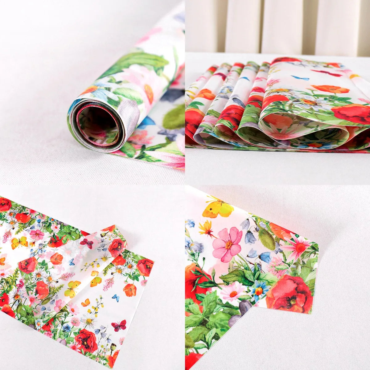 changement saisonnier printemps été chemin table fleurs colorées moderne floral polyester blanc rouge jaune
