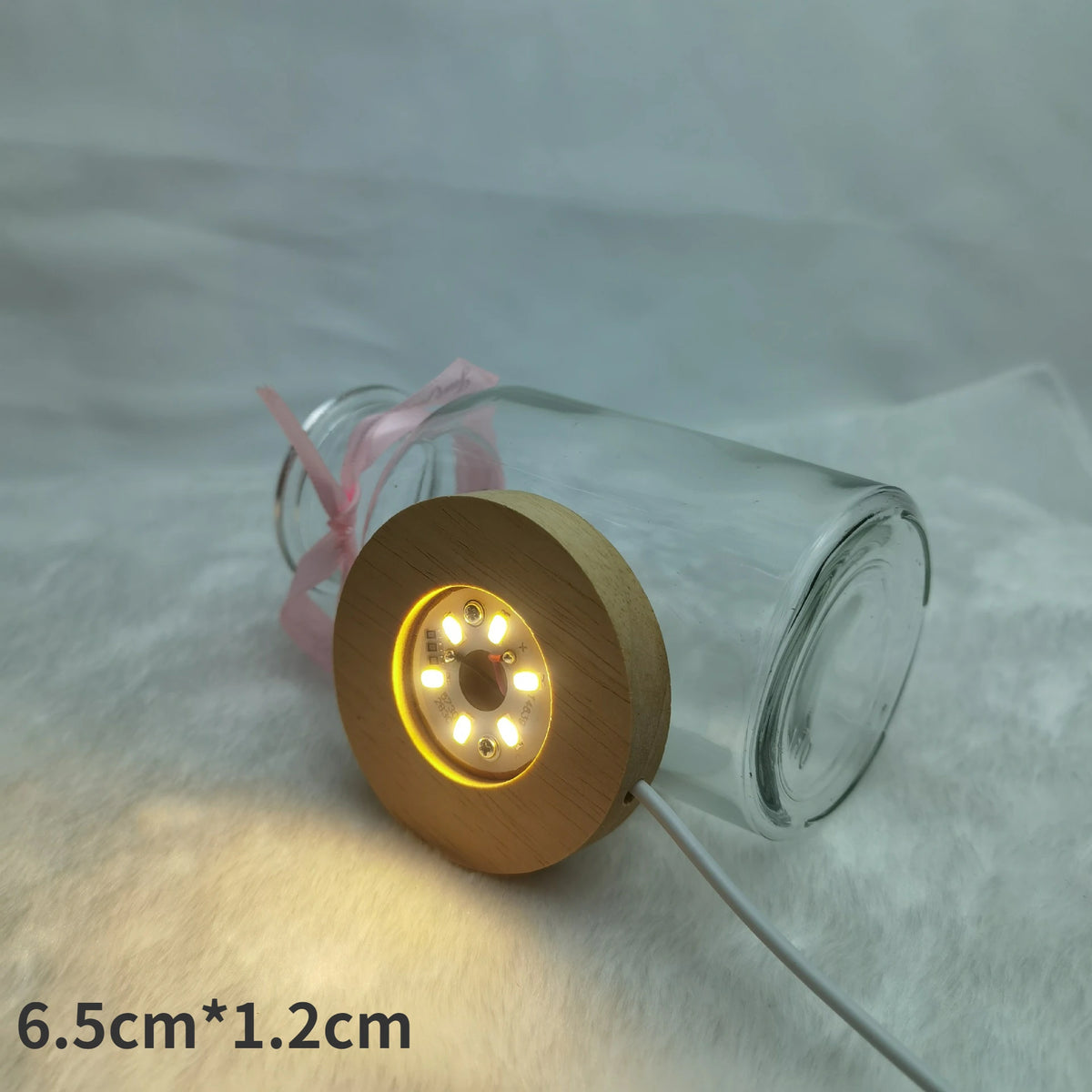 lampe led moderne transparente motifs floraux bois naturel câble usb bouton tactile minimaliste