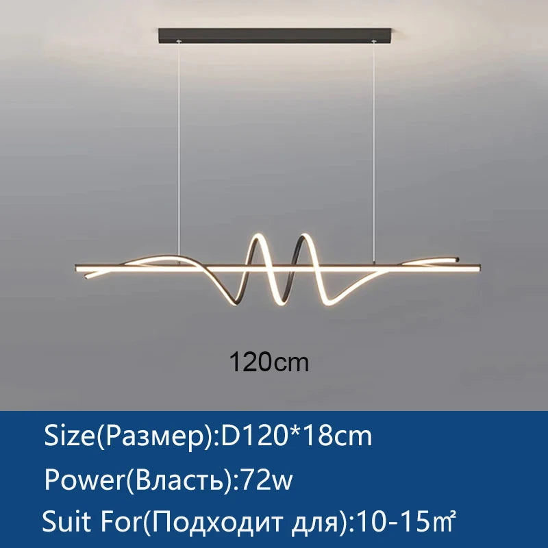 suspension lumineuse moderne minimaliste noir blanc doré ondulé réglable dimmable chambre salon étude