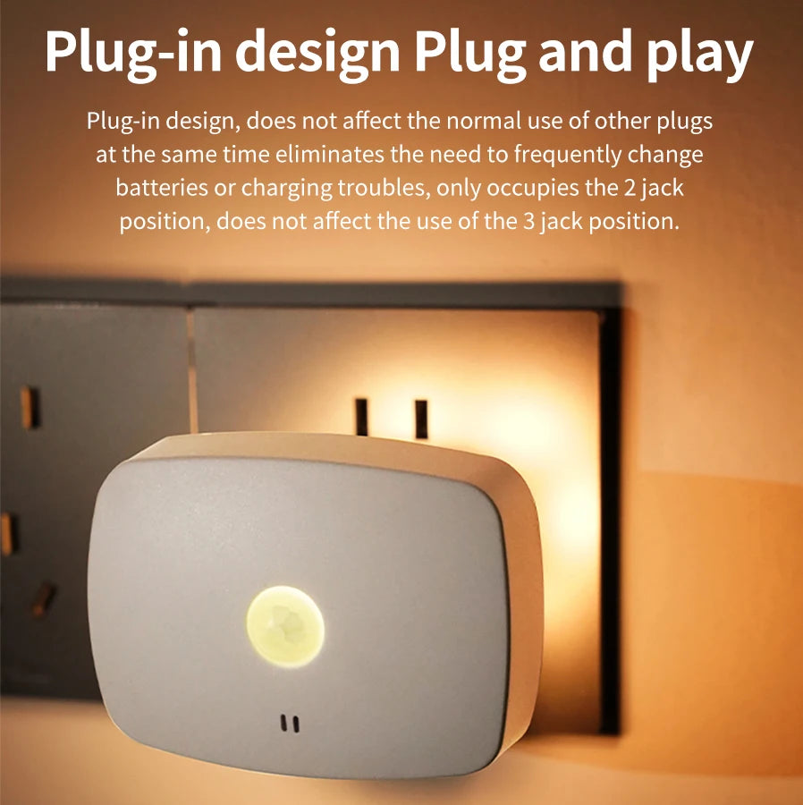 veilleuse led capteur mouvement tri couleur blanc moderne applique murale rectangle urgence chambre couloir