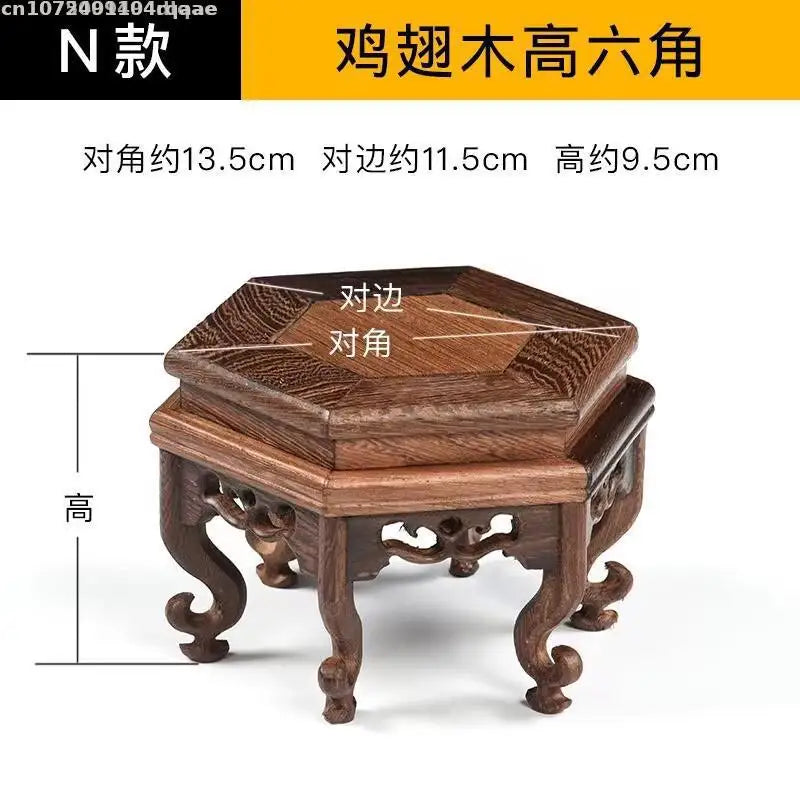 support bois naturel sculpté classique pot fleur théière stand décoration maison vintage figurines