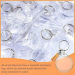 porte clés acrylique transparent moderne anneau métallique tassel 50 pièces