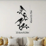 décoration murale oiseaux silhouettes feuilles métal noir blanc minimaliste nature