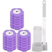 brosse toilette jetable blanc bleu texture granulée support transparent nettoyage moderne pratique