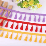 rubans pompons violet rouge jaune orange bleu rose boho artisanal 10 mètres
