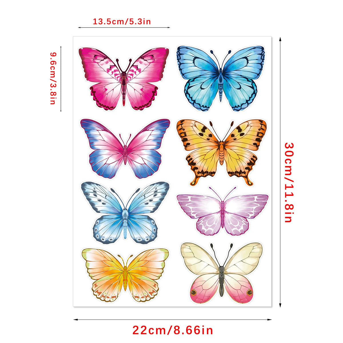 sticker mural papillons multicolores artiste adhésif décoration chambre enfants pvc 22x30cm