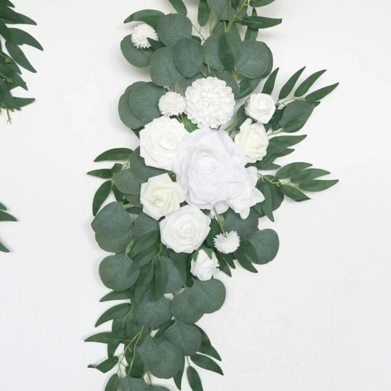 arche décoration mariage rose blanche vert eucalyptus romantique intérieurextérieur 90x55cm 75x30cm