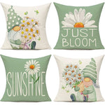 taies d'oreiller décoratives gnome fleurs blanc jaune cartoon motif floral non toxique respectueux environnement