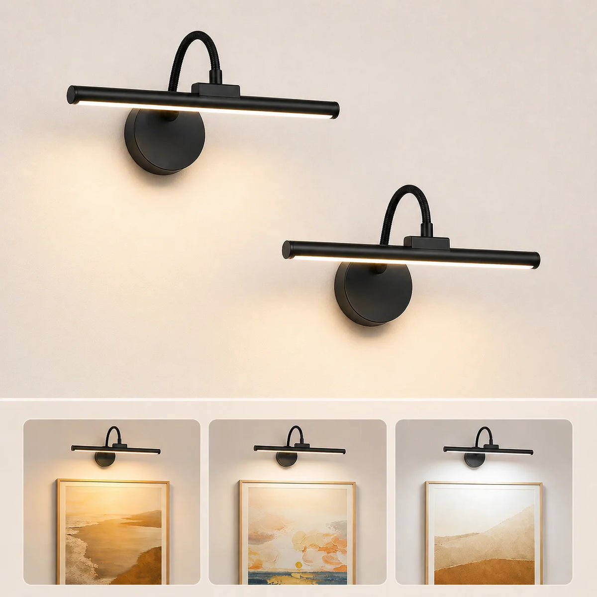 lampe murale led rechargeable noire aimantée couleurs réglables moderne minimaliste