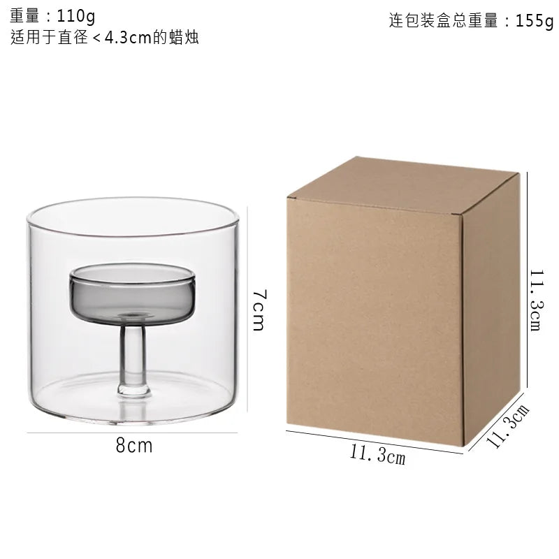 bougeoir moderne verre transparent orange pied simple décoration intérieure bougie