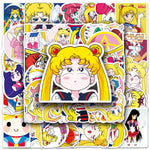 stickers anime sailor moon personnages kawaii stickers dessin animé jaune bleu rose blanc imperméables
