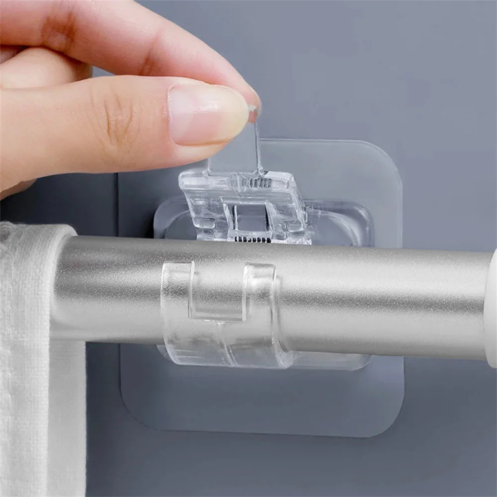 tige télescopique extensible ressort poteau rideau réglable fenêtre salle bains blanc noir moderne clips