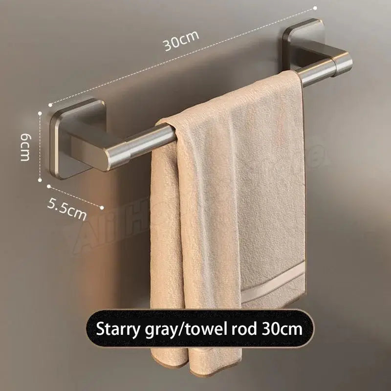 porte serviettes mural adhésif gris moderne rangement salle bain support serviettes fixations sans perçage