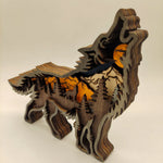 décoration murale sculpture bois loup paysage forêt 3d occasion fête