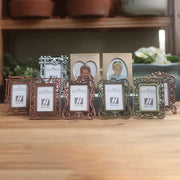 cadre photo bronze floral vintage orné rectangulaire cœur argenté doré