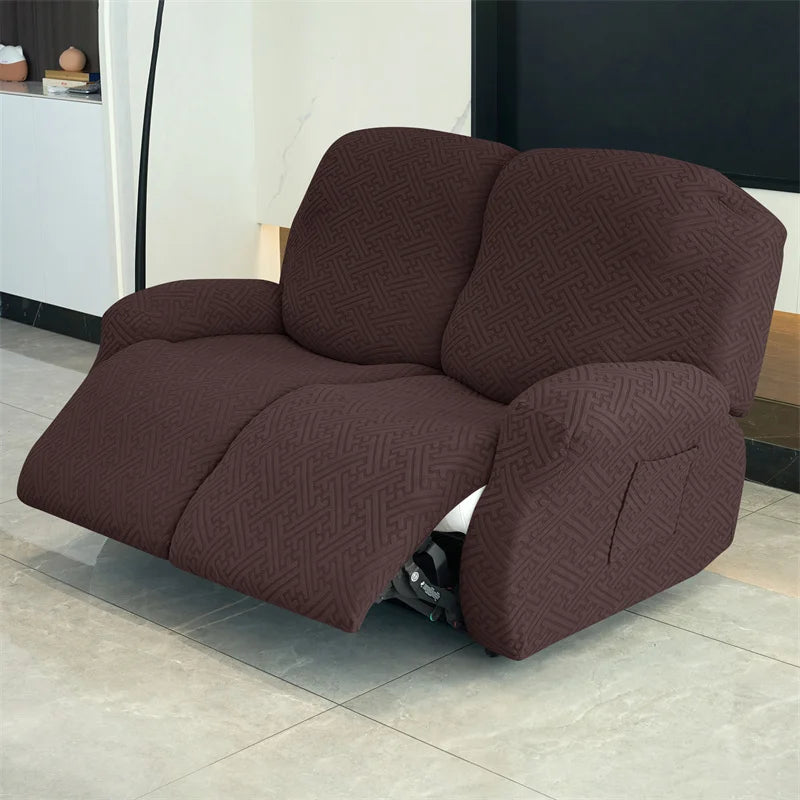 housse canapé inclinable gris jacquard moderne extensible poches fauteuil salon maison