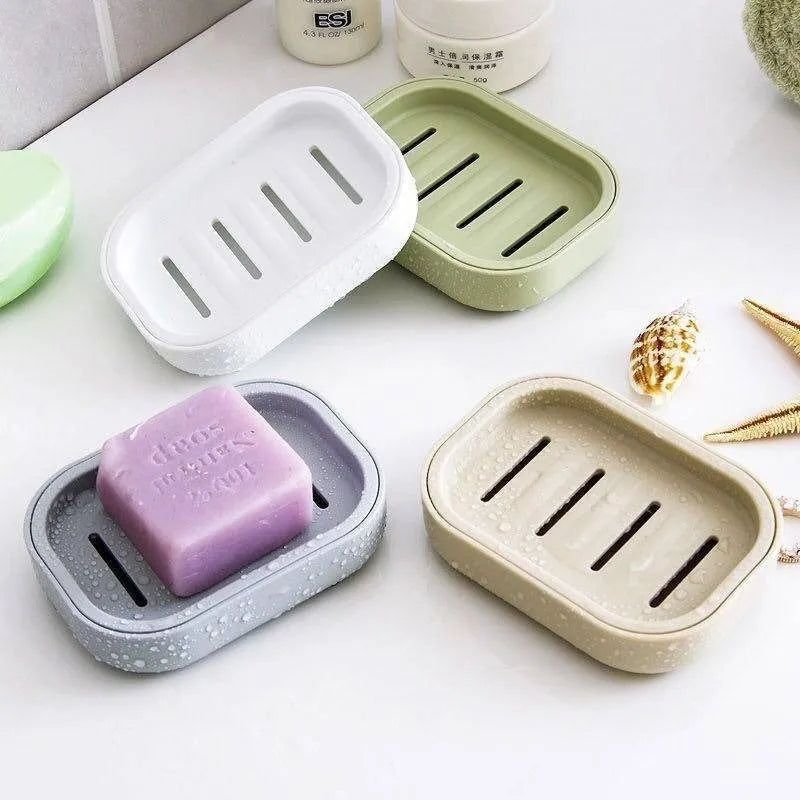 support savon moderne plastique couleur beige vert clair gris portable couvercle salle bain