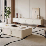 meuble tv moderne bois simple salon étagère blanche accessoires deco table basse minimaliste