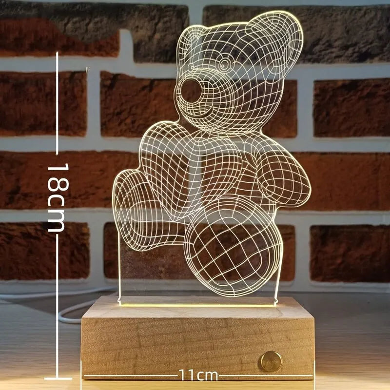 lampe 3d veilleuse led animal compagnie moderne base plate blanc