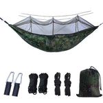 hamac camping extérieur portable deux personnes vert olive camouflage simple moustiquaire nylon poids léger