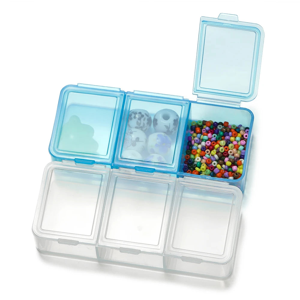 boîte plastique bleu translucide compartiments clips rangement colorées pratique artisanal venta grossiste