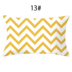 coussin lombaire jaune noir blanc bleu gris vert marron zigzag triangles moderne 30x50cm polyester