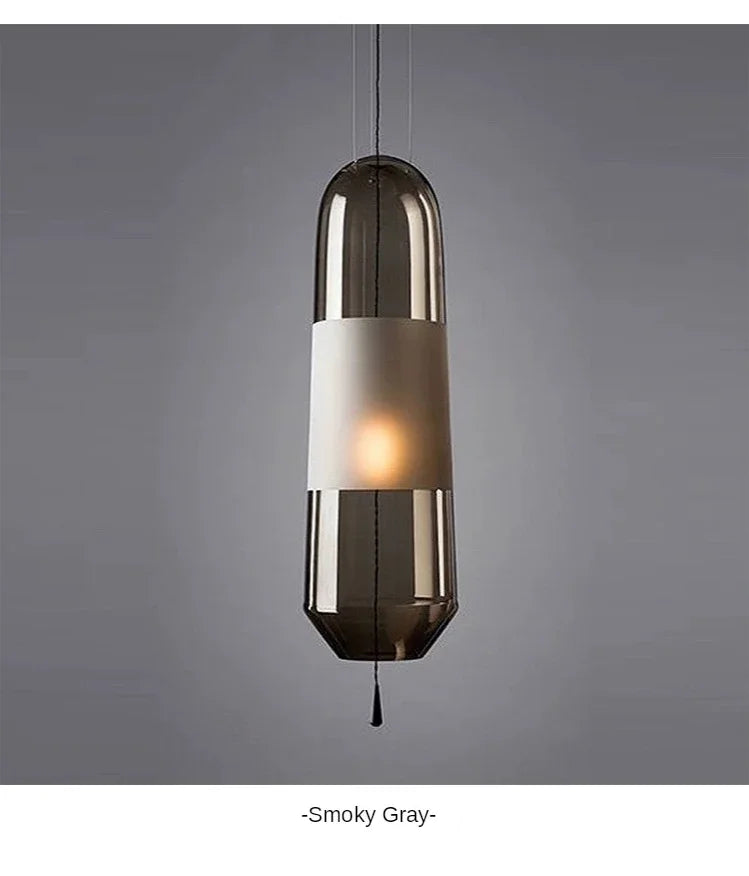 lampes suspendues modernes minimalistes gris fumé ambre transparent éclairage salon chambre étude